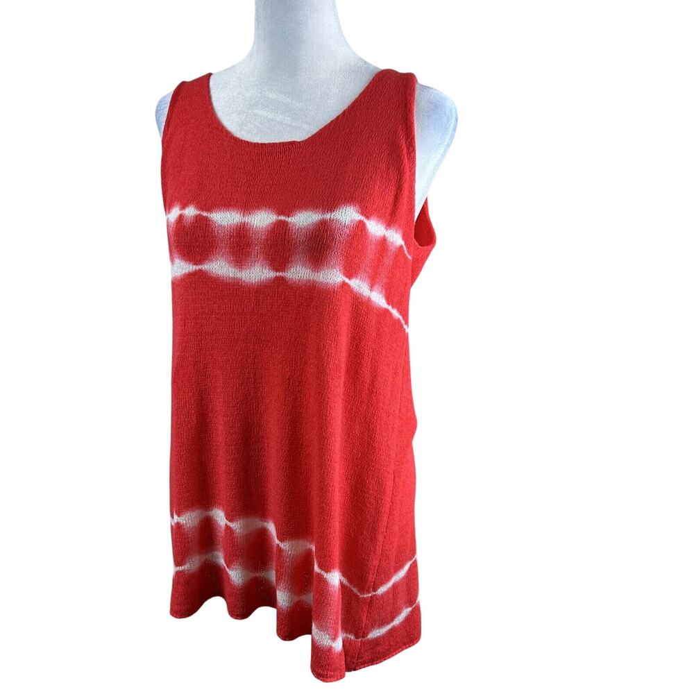 Under Skies Blouse Women Eight Sleeveless Tunic Tank Red White Stripe‎